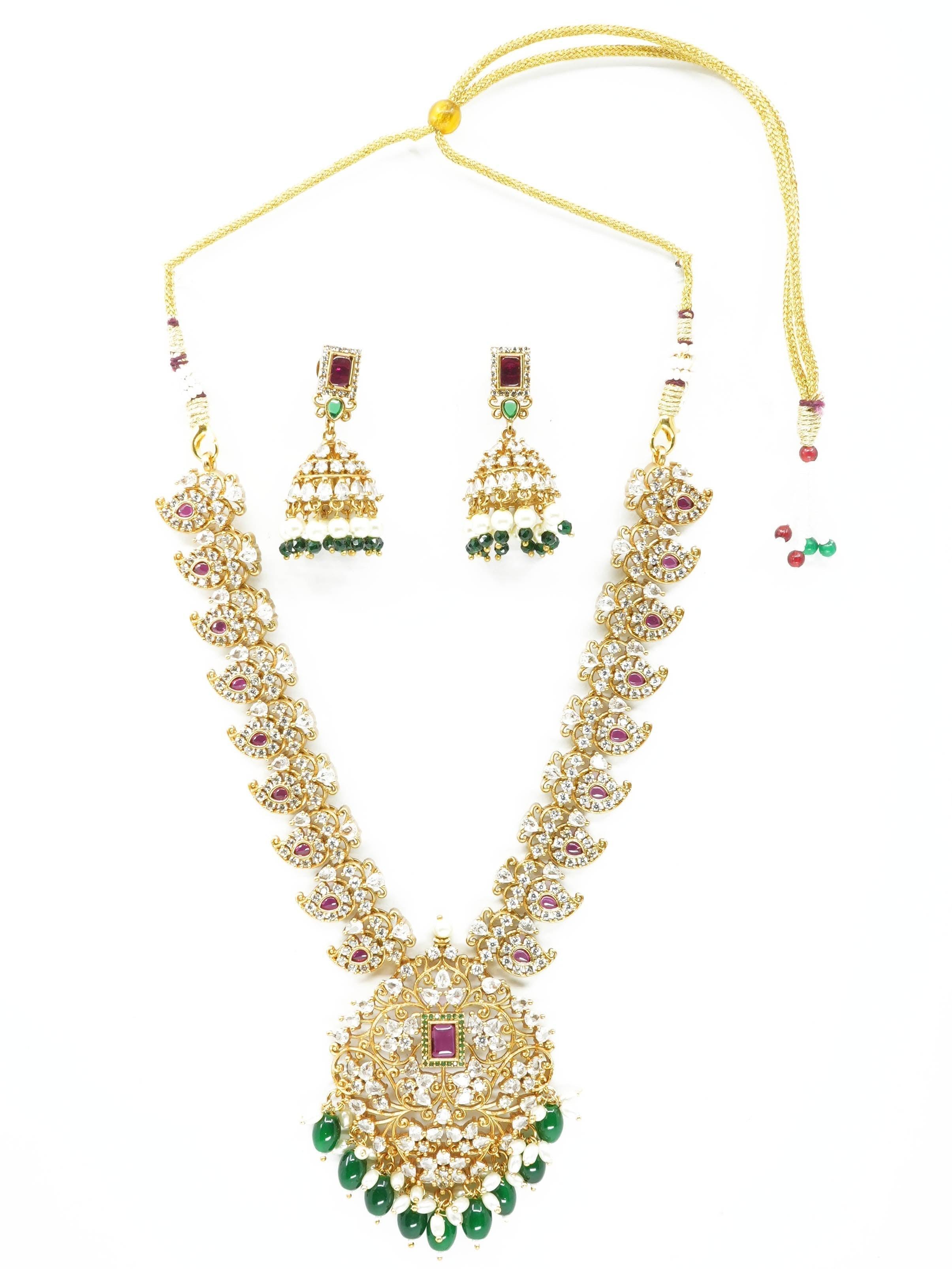 Premium Gold Finish Medium Mango Stone necklace 10765N - Griiham
