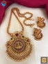 Premium Gold Finish Necklace set with Laxmi pendant design and multi stones PNJ10-312-5158N