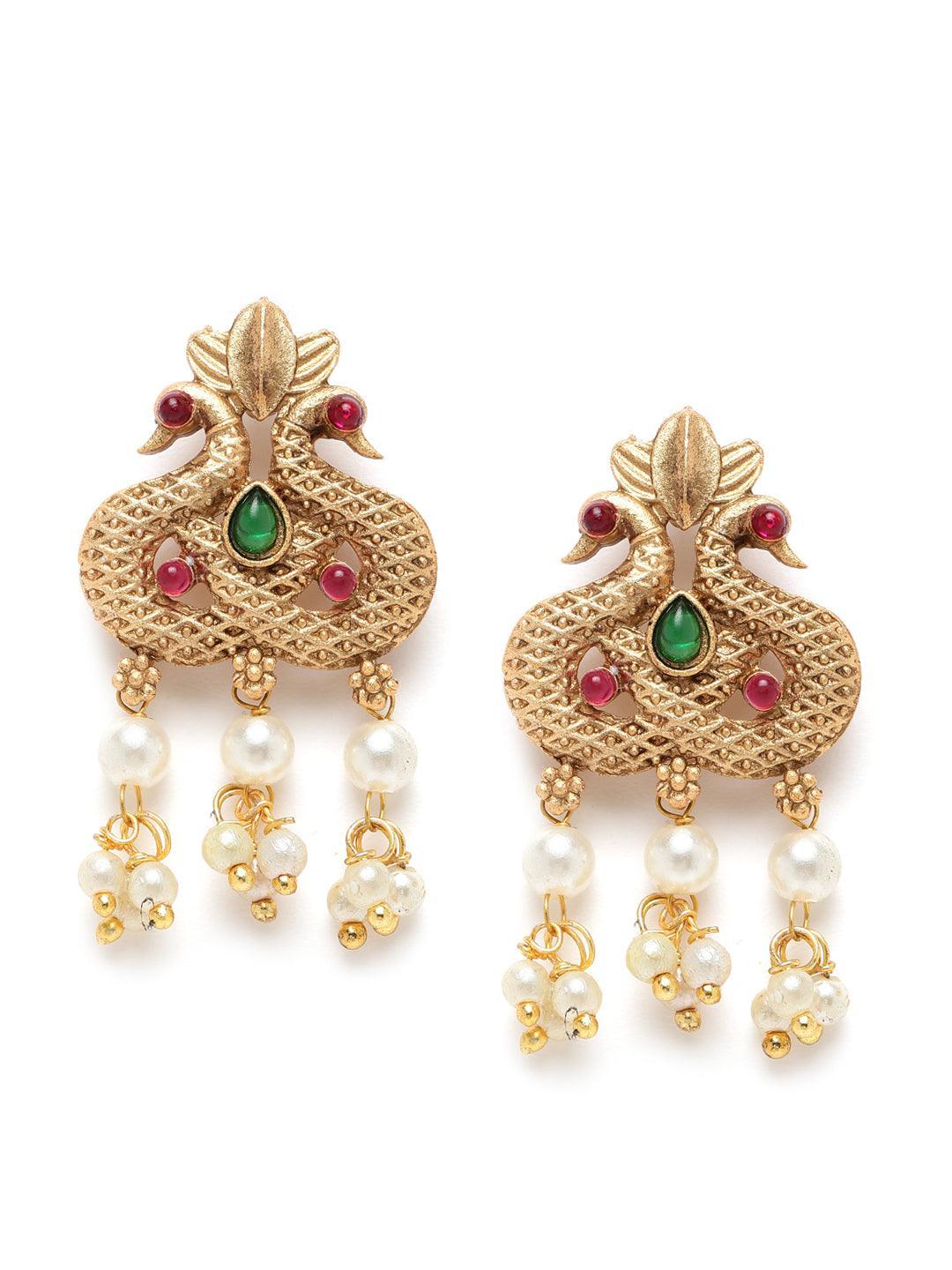 Premium Gold Finish Peacock Necklace set 20788N - Griiham