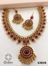 Premium Gold Finish Real Kemp Stone Studded Necklace Set 6281N