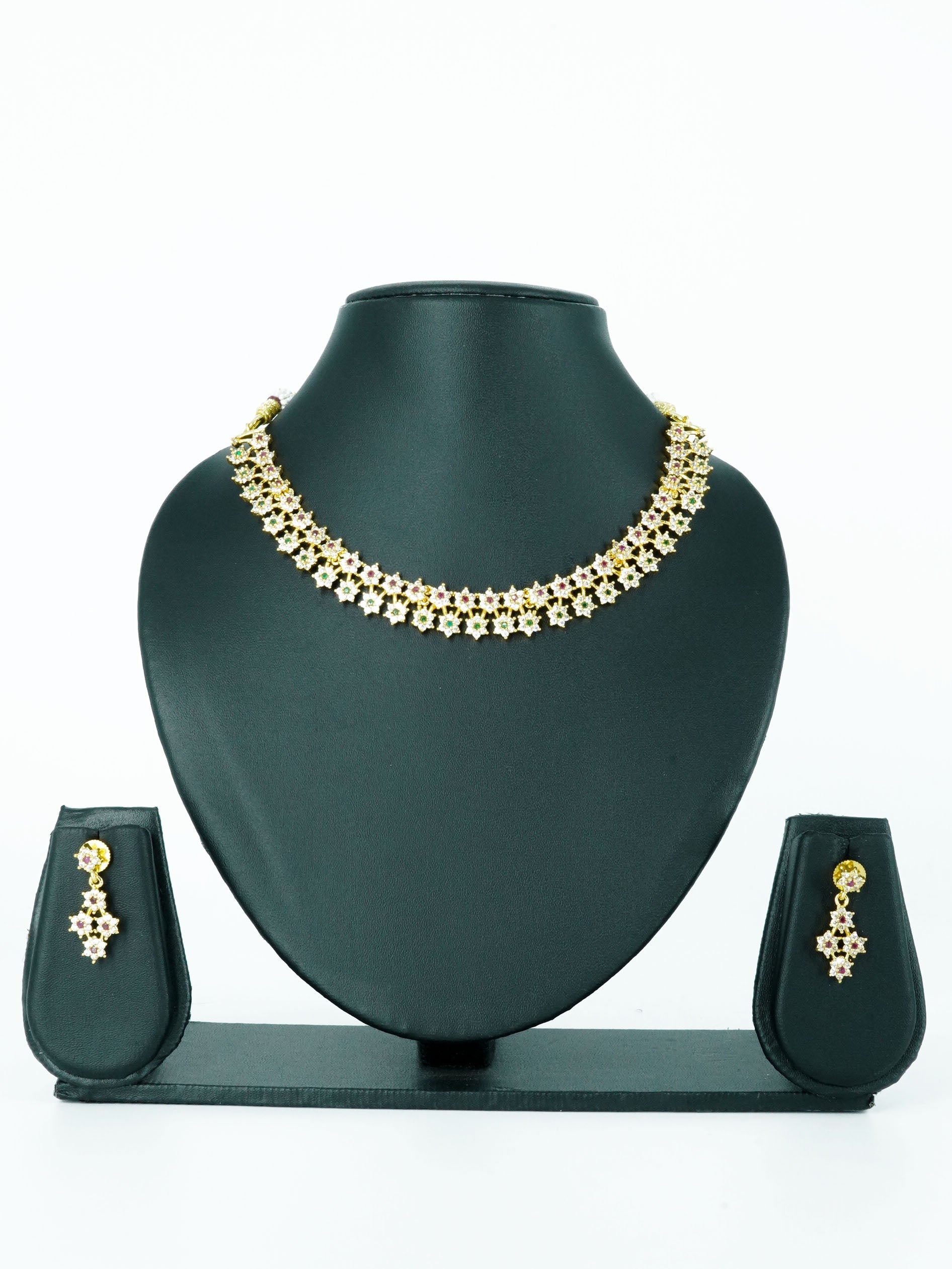 Premium Gold Finish Sayara Collection Bestseller Star Necklace with CZ Stones in diff colours 12798N