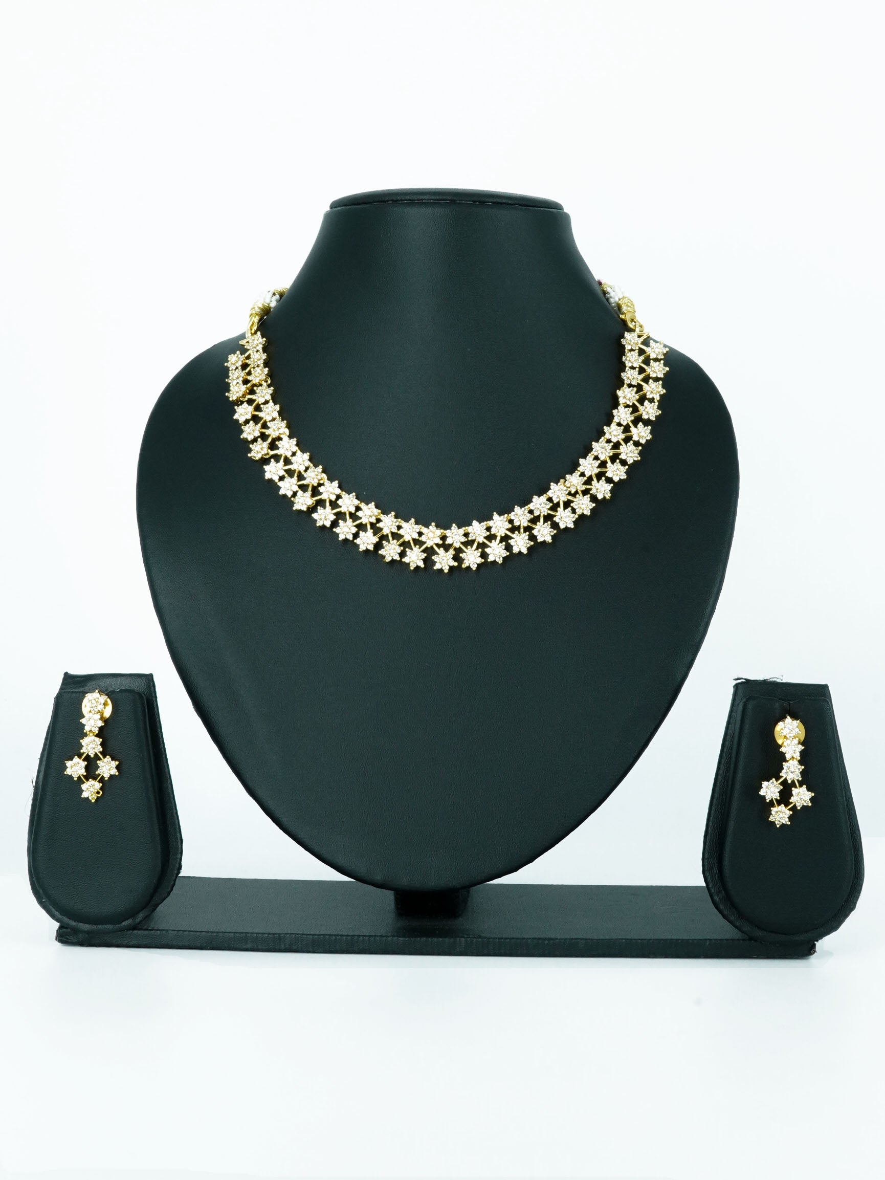 Premium Gold Finish Sayara Collection Bestseller Star Necklace with CZ Stones in diff colours 12798N