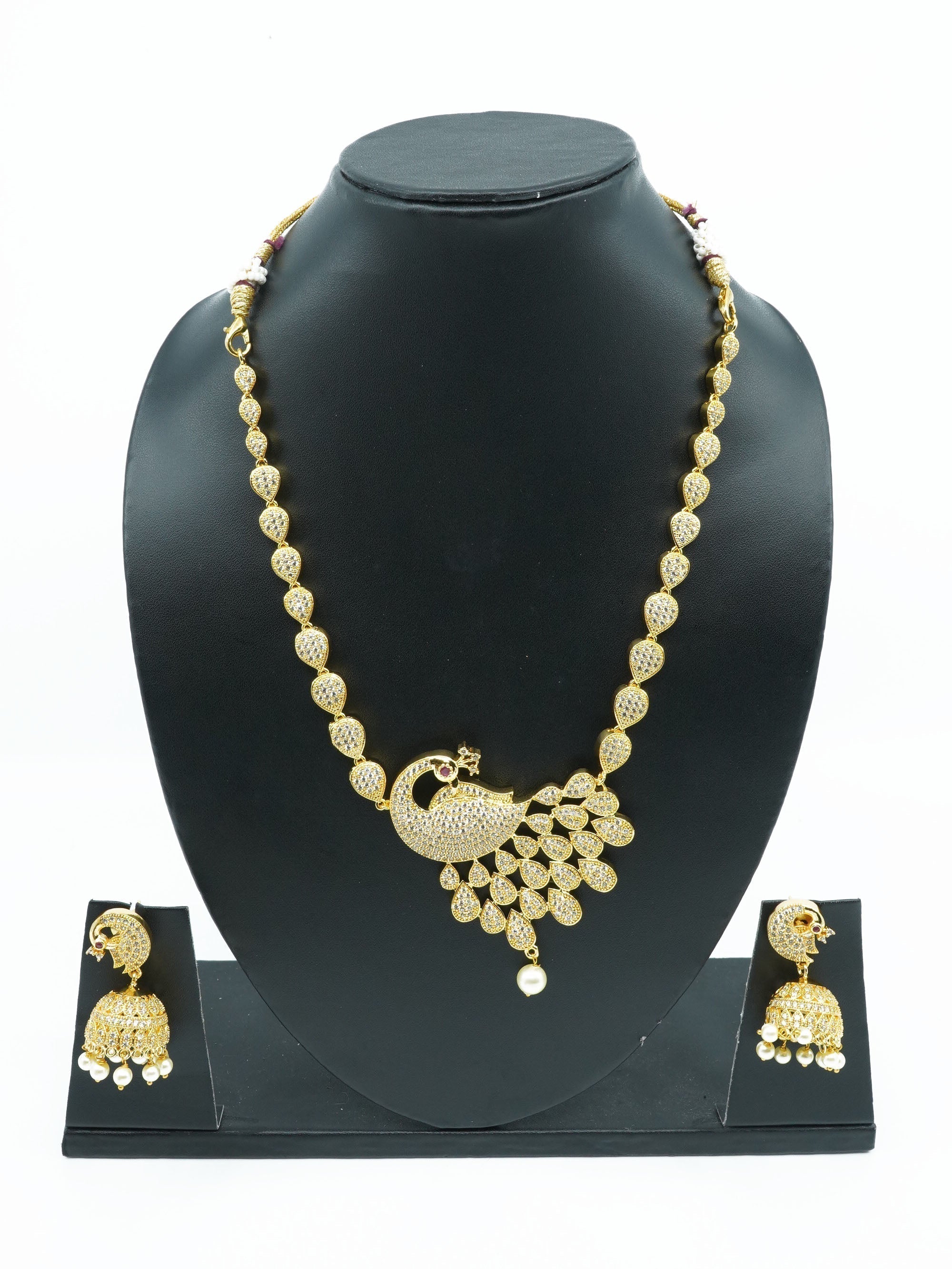Premium Gold Finish Sayara Collection CZ Studded Necklace Set 11402N-11