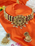 Premium Gold Finish choker Floral pattern necklace set 11127N - Griiham