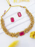 Premium Gold Finish choker necklace set 14177N - Griiham
