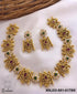 Premium Gold Finish studded Multicolor short Necklace set NNJ02-881-6178N