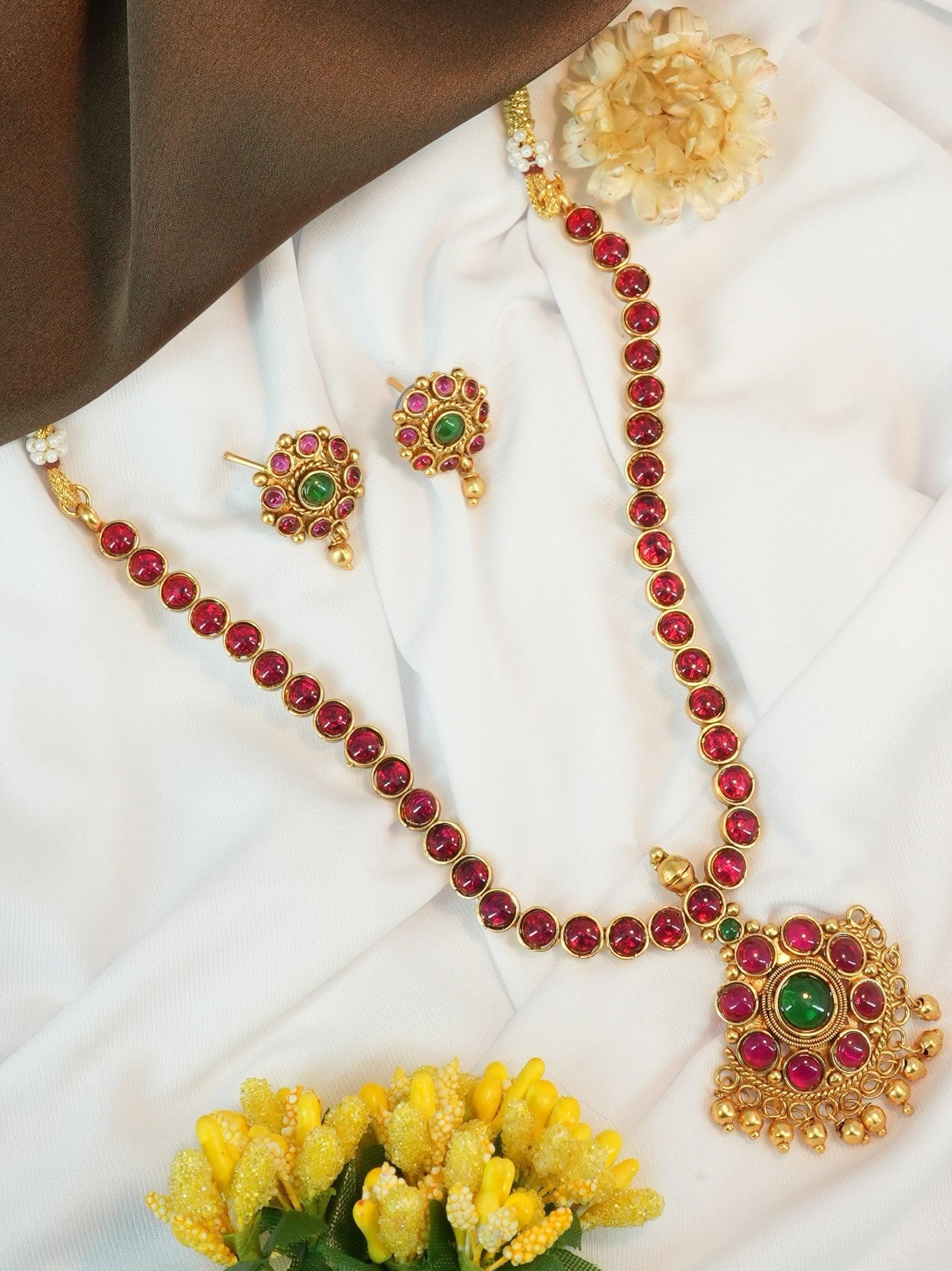 Premium Gold Plated All occasion Necklace Set with diff colours 11310N - Griiham