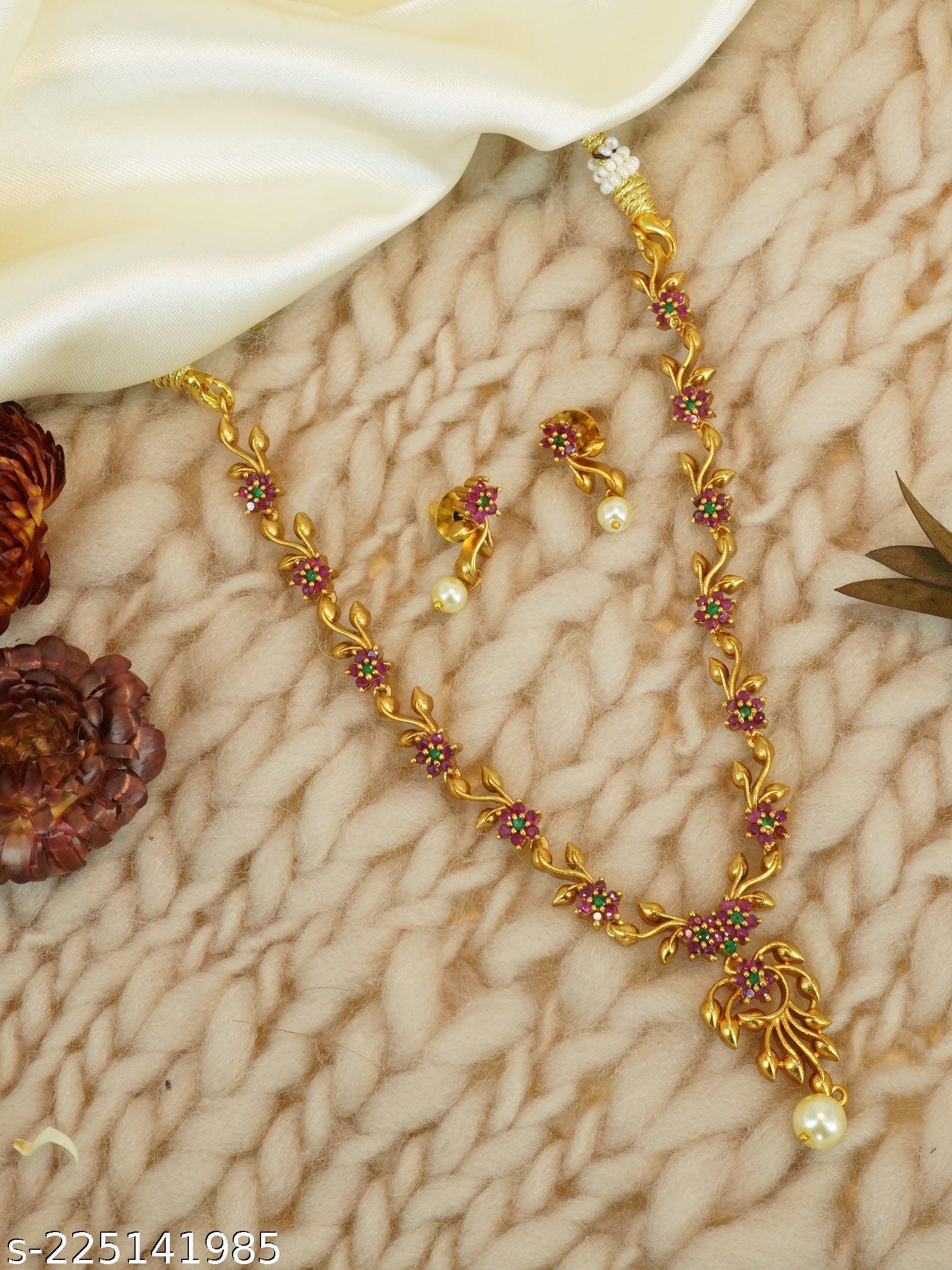 Premium Gold Plated Bestseller design Short Cocktail Necklace Set 11321N-1 - Griiham