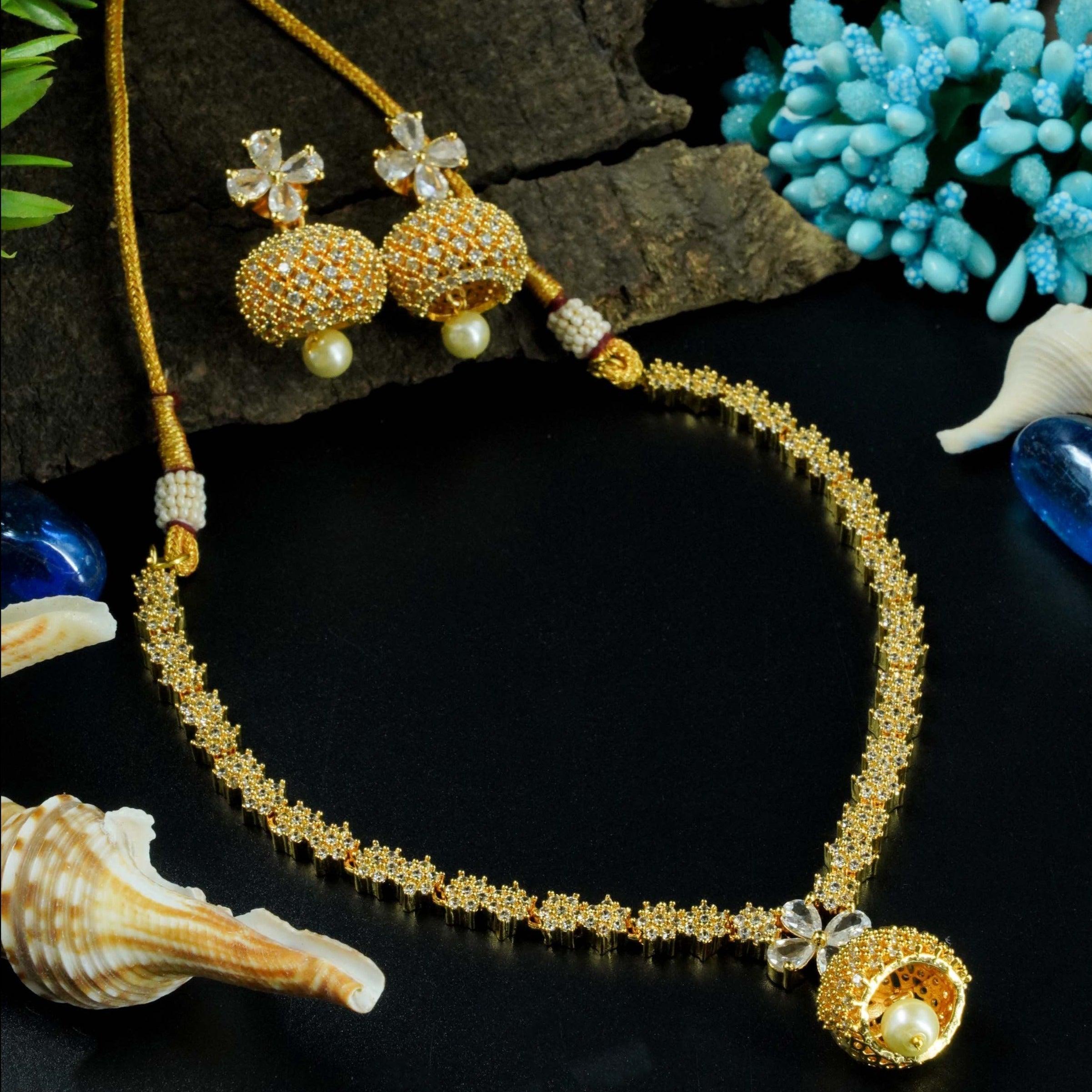 Premium Gold Plated Bestseller design Short Cocktail Necklace Set 8827N - Griiham
