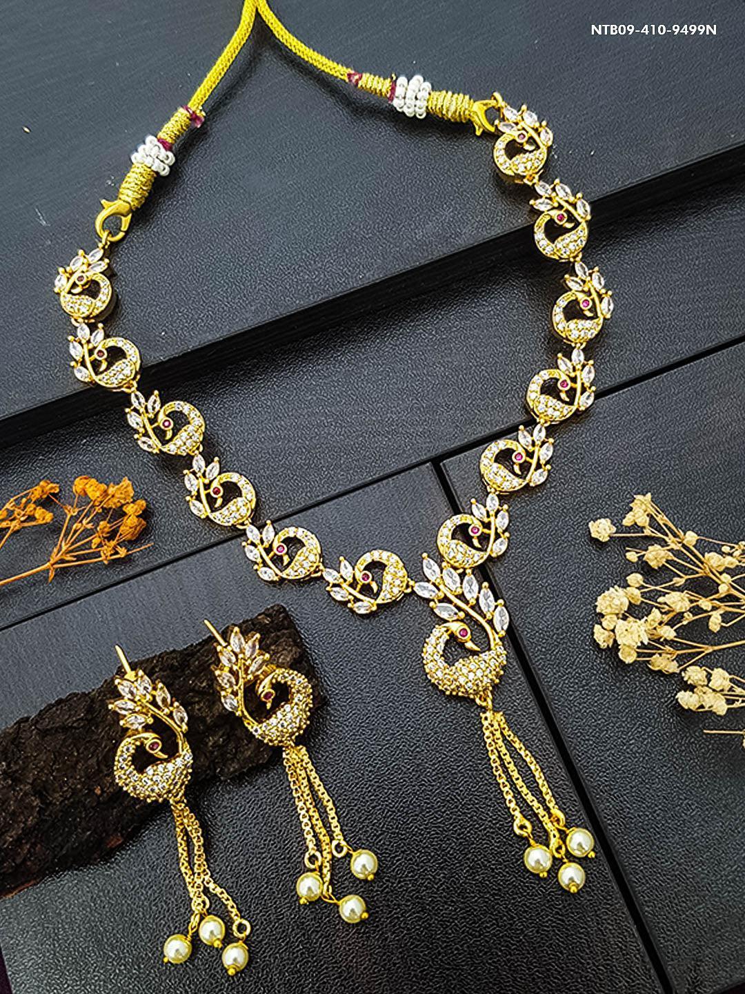 Premium Gold Plated Bestseller design Short Cocktail Necklace Set 9504N-11 - Griiham