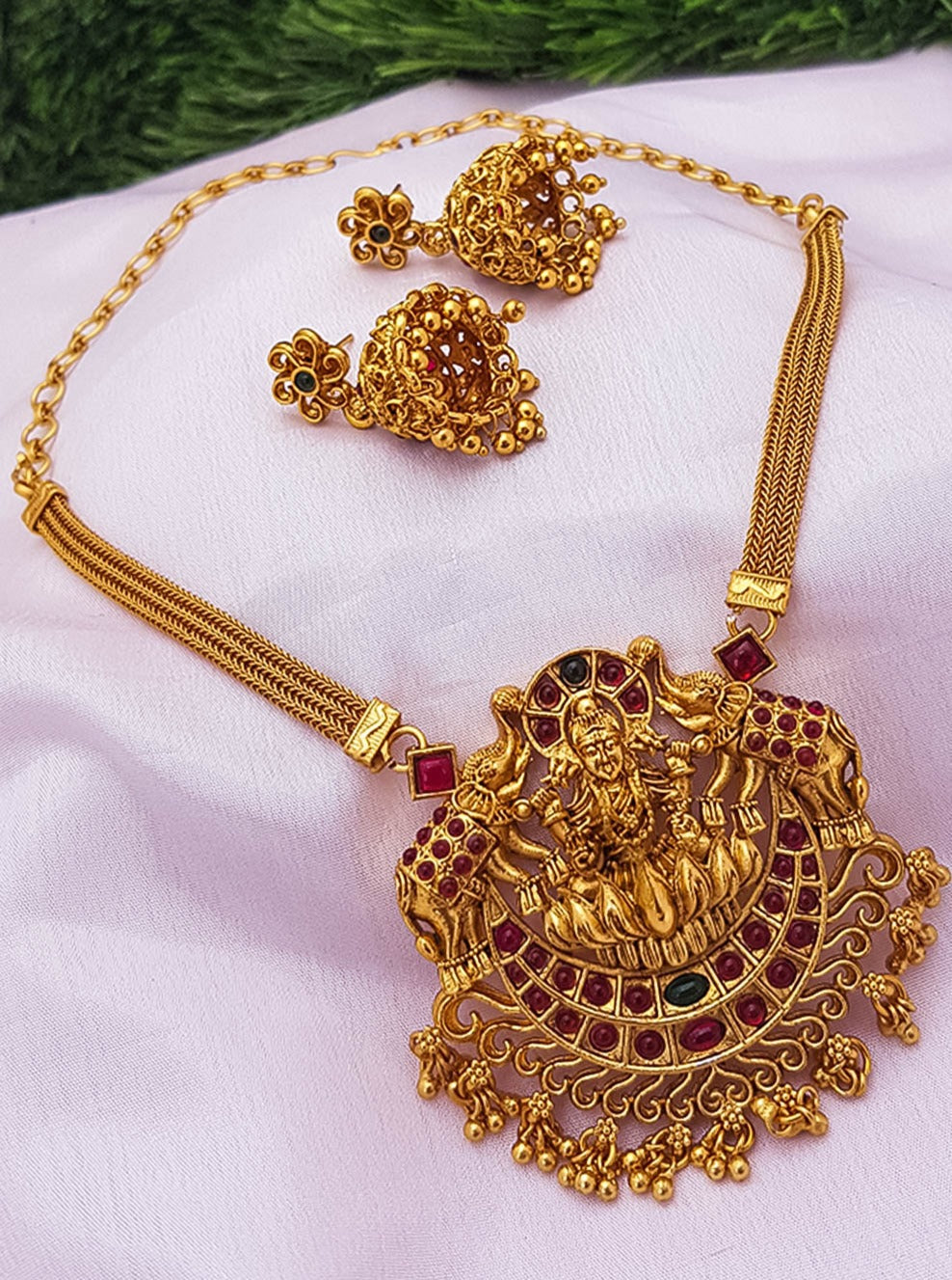 Premium Gold Plated Classic Siddhalaxmi Laxmi Necklace set 11303N-11