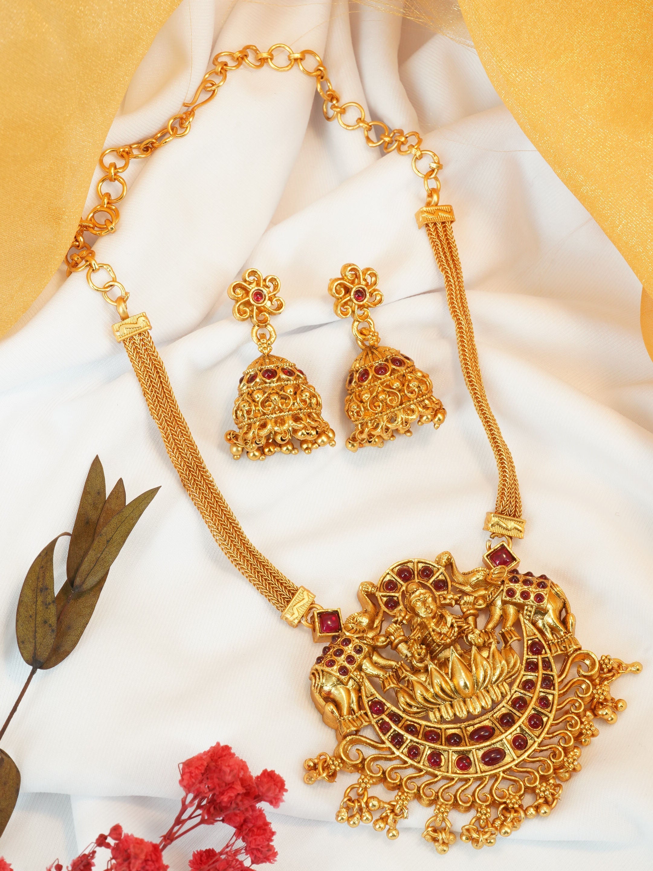 Premium Gold Plated Classic Siddhalaxmi Laxmi Necklace set 11303N