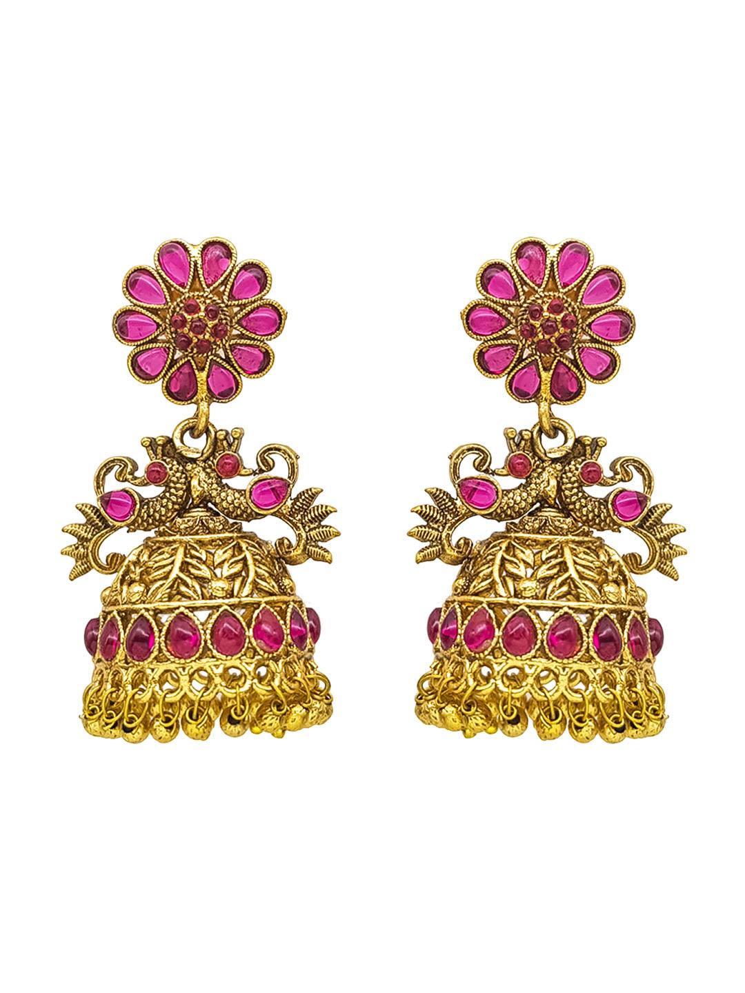 Premium Gold Plated Cute Jhumki Earrings 22093N - Griiham