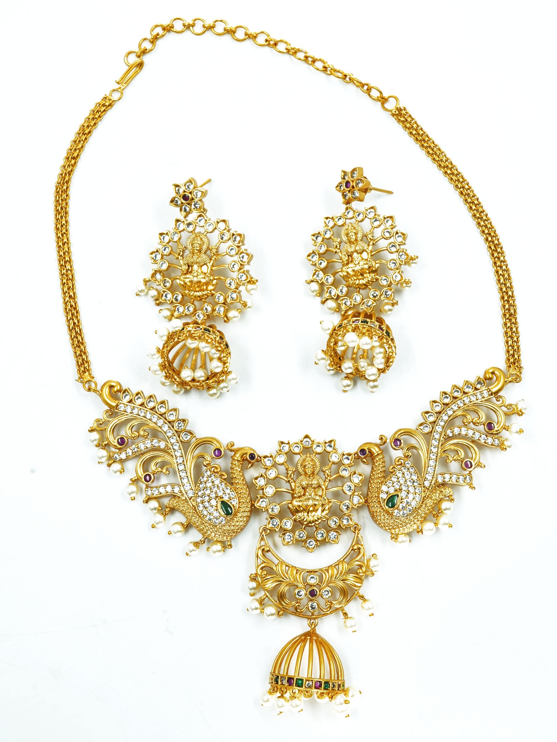 Premium Gold Plated Designer CZ Stones Necklace set 13286N