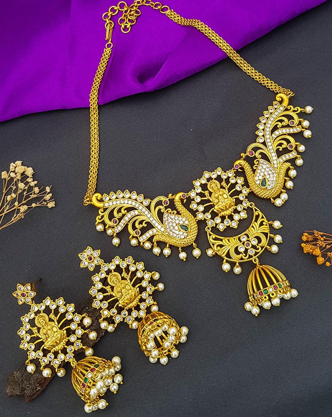 Premium Gold Plated Designer CZ Stones Necklace set - Griiham