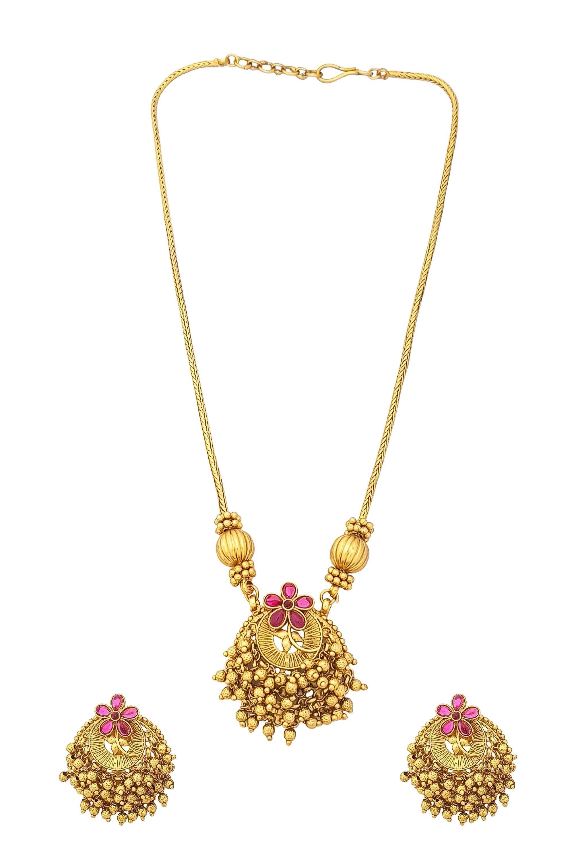 Premium Gold Plated Designer Medium Necklace Set 17074N - Griiham