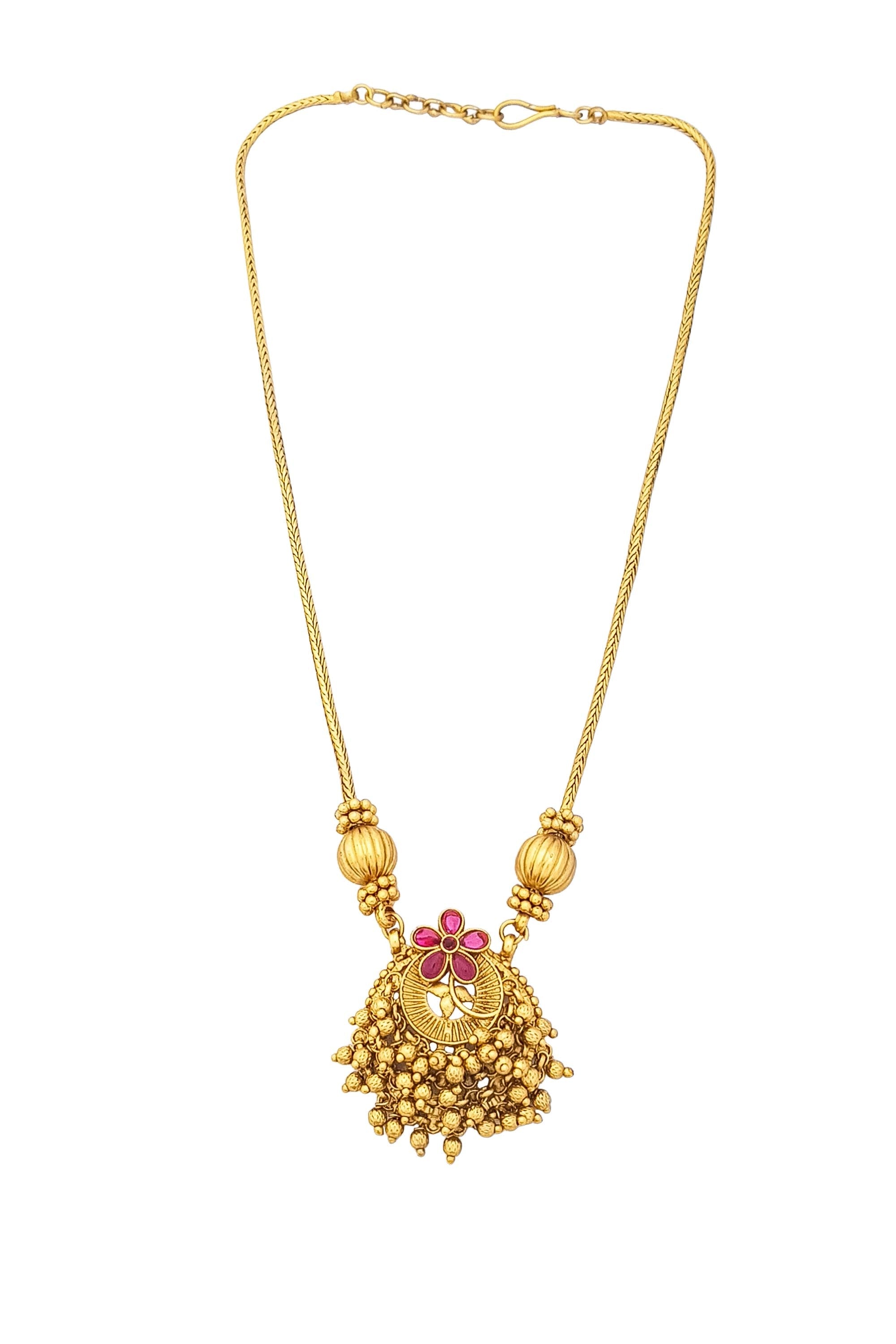 Premium Gold Plated Designer Medium Necklace Set 17074N