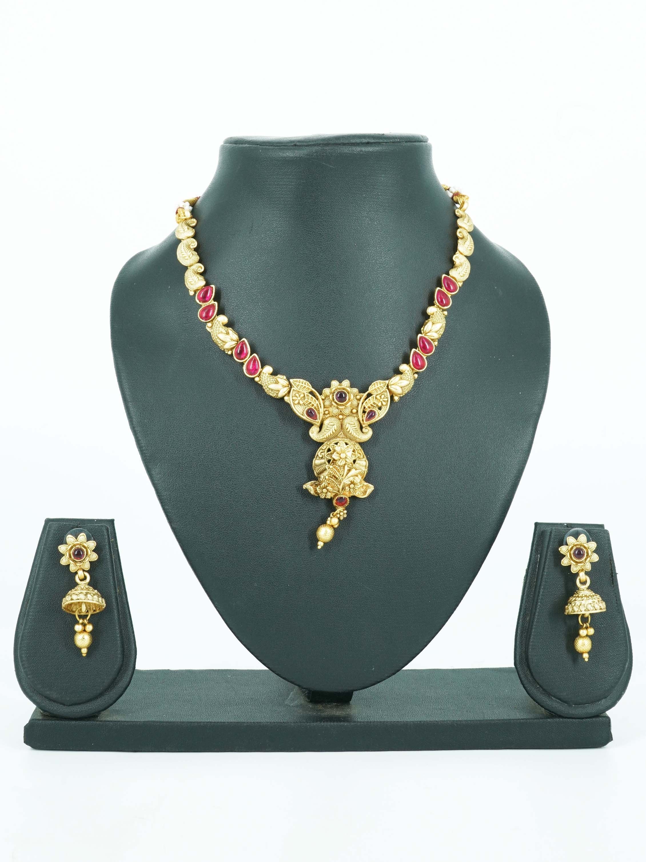 Premium Gold Plated Elegant All occasions Necklace Set in different colors 11982N-1