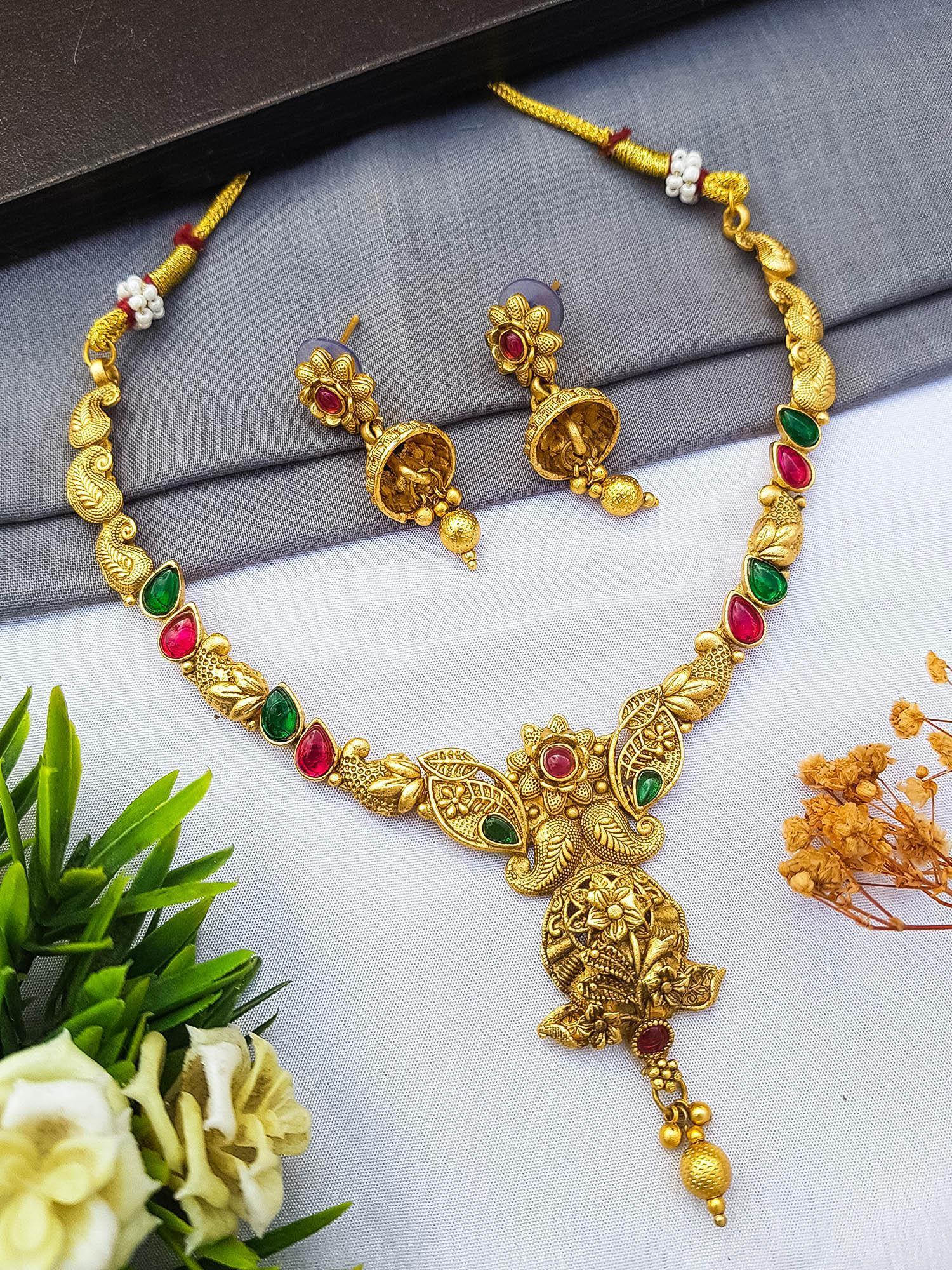 Premium Gold Plated Elegant All occasions Necklace Set in different colors