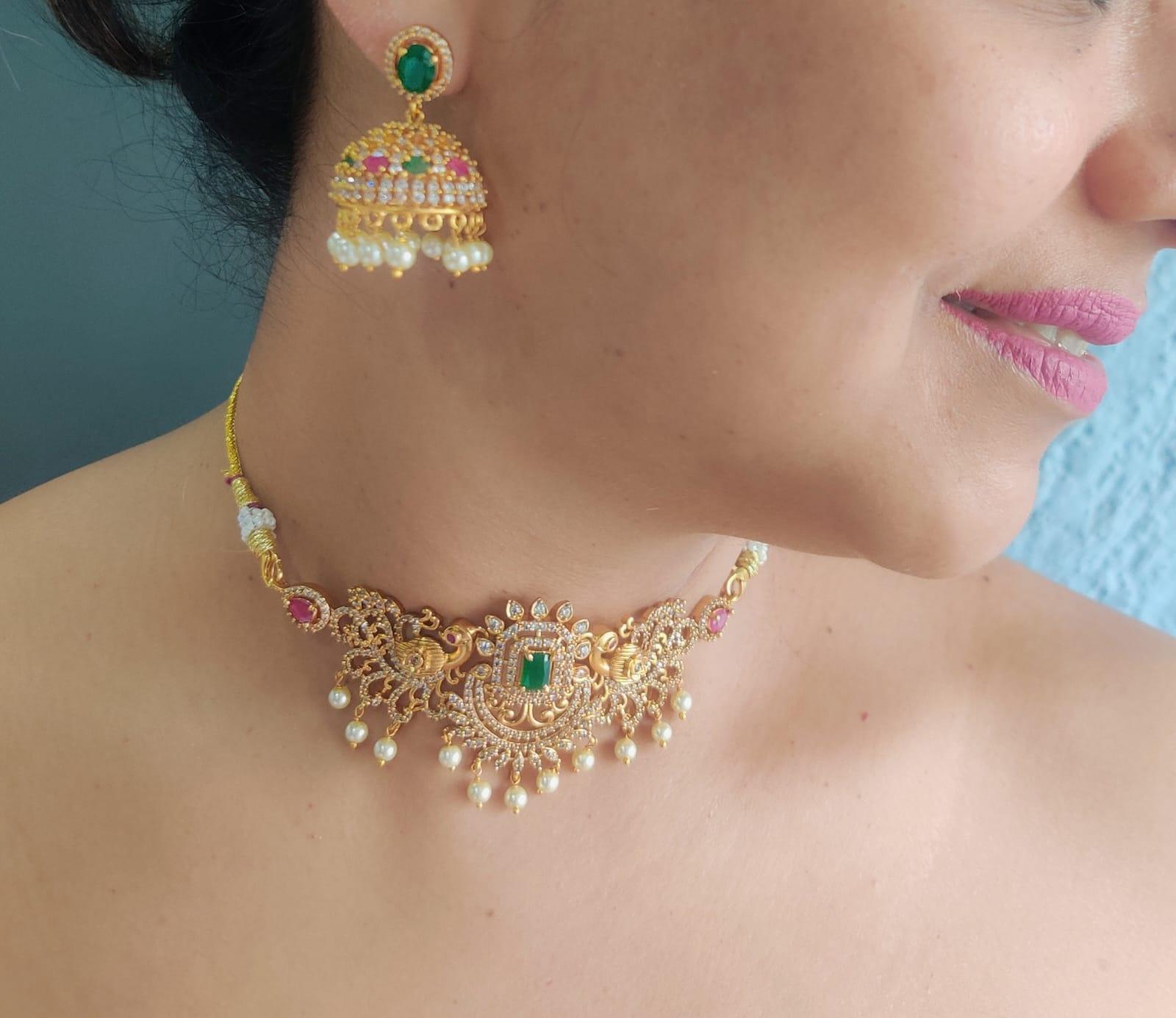 Half Choker Necklace Buy Gold Plated Choker Necklace Set Online By