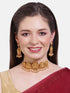 Premium Gold Plated Laxmi Choker Set with pearls and gold drop 6470N - Griiham