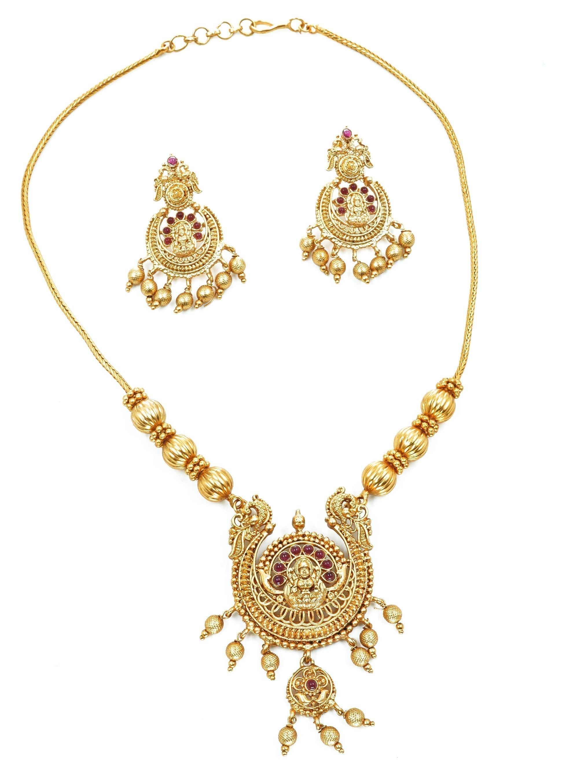Premium Gold Plated Laxmi pendant set – Griiham