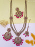 Premium Gold Plated Long Bridal Necklace Set with tikka with Stones 11596N