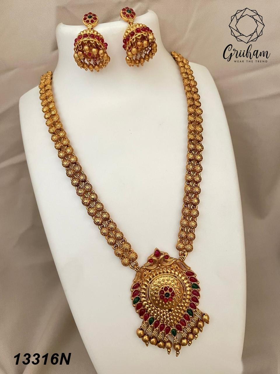 Premium Gold Plated Long Classic Necklace Set 13316N