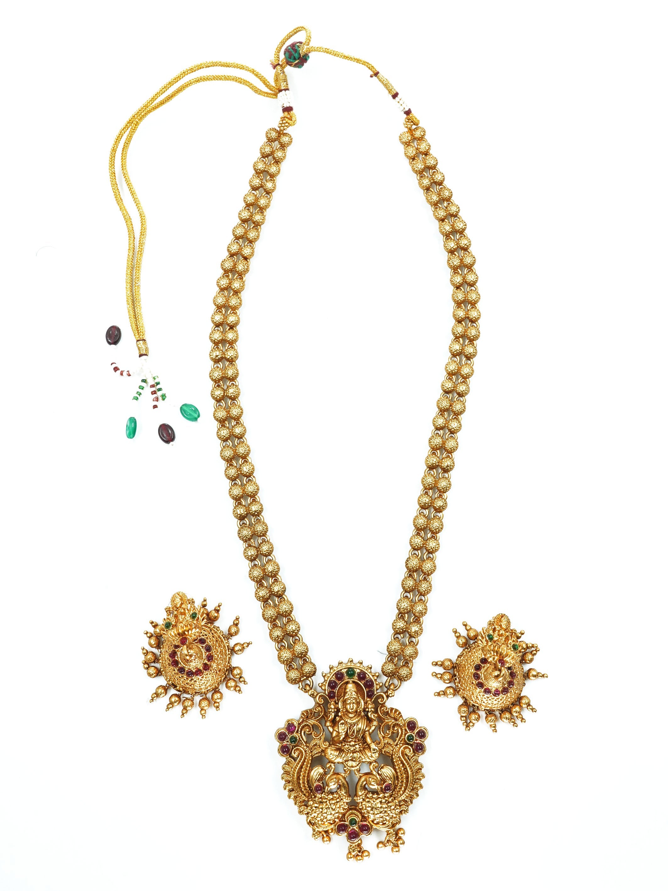 Premium Gold Plated Long Temple Necklace Set 13317N