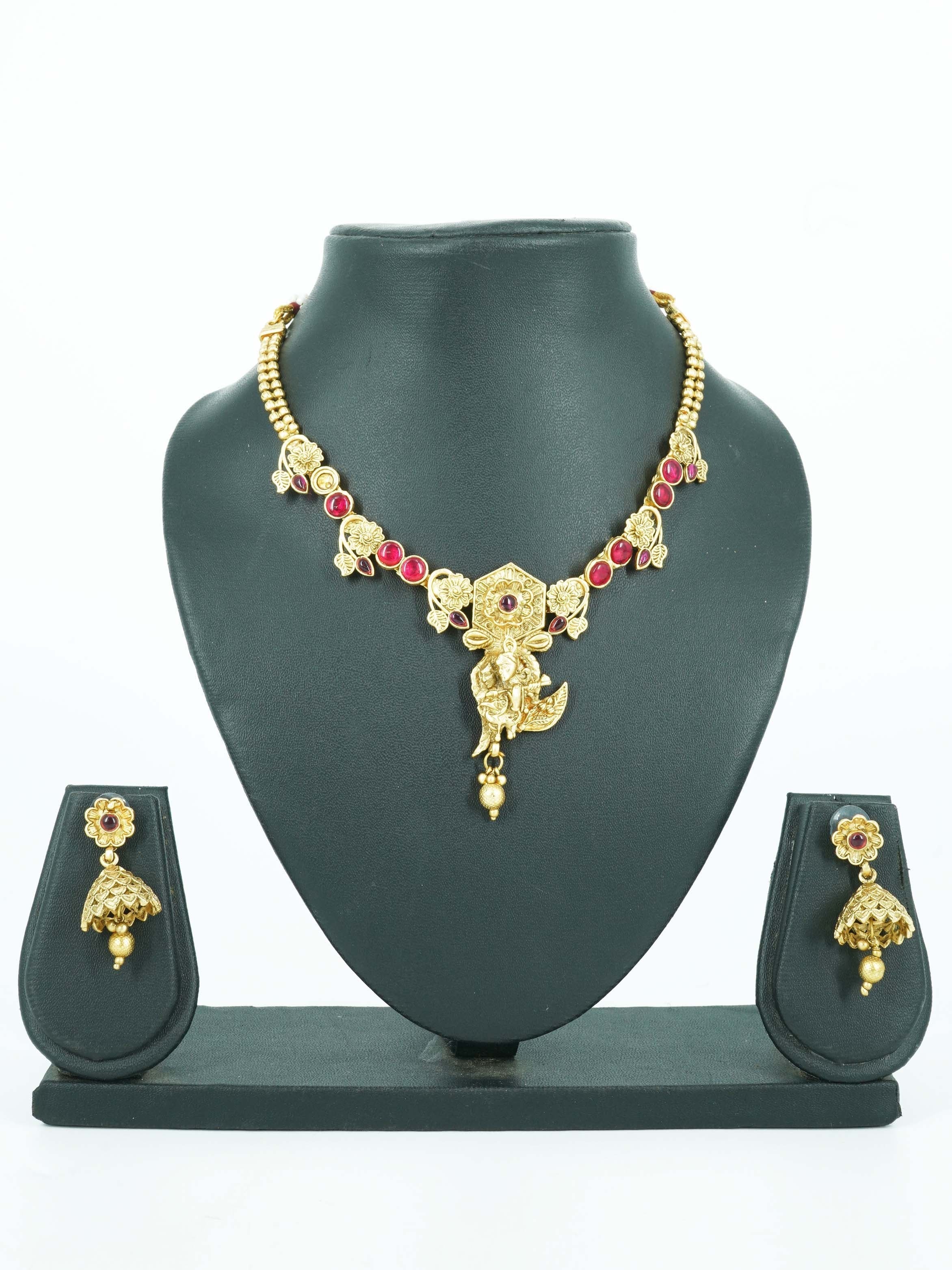 Premium Gold Plated Radhe Krishna Necklace Set in different colors 11991N-1