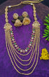 Premium Gold Plated Ranihar 6 line Necklace Jewellery Set 16845N