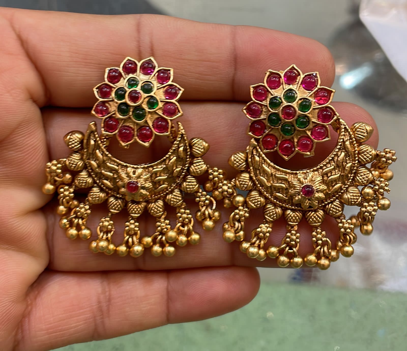 Buy 33 Cm Diameter Big Kempu Gold Stud Earrings india Stud Pasa Online in  India  Etsy