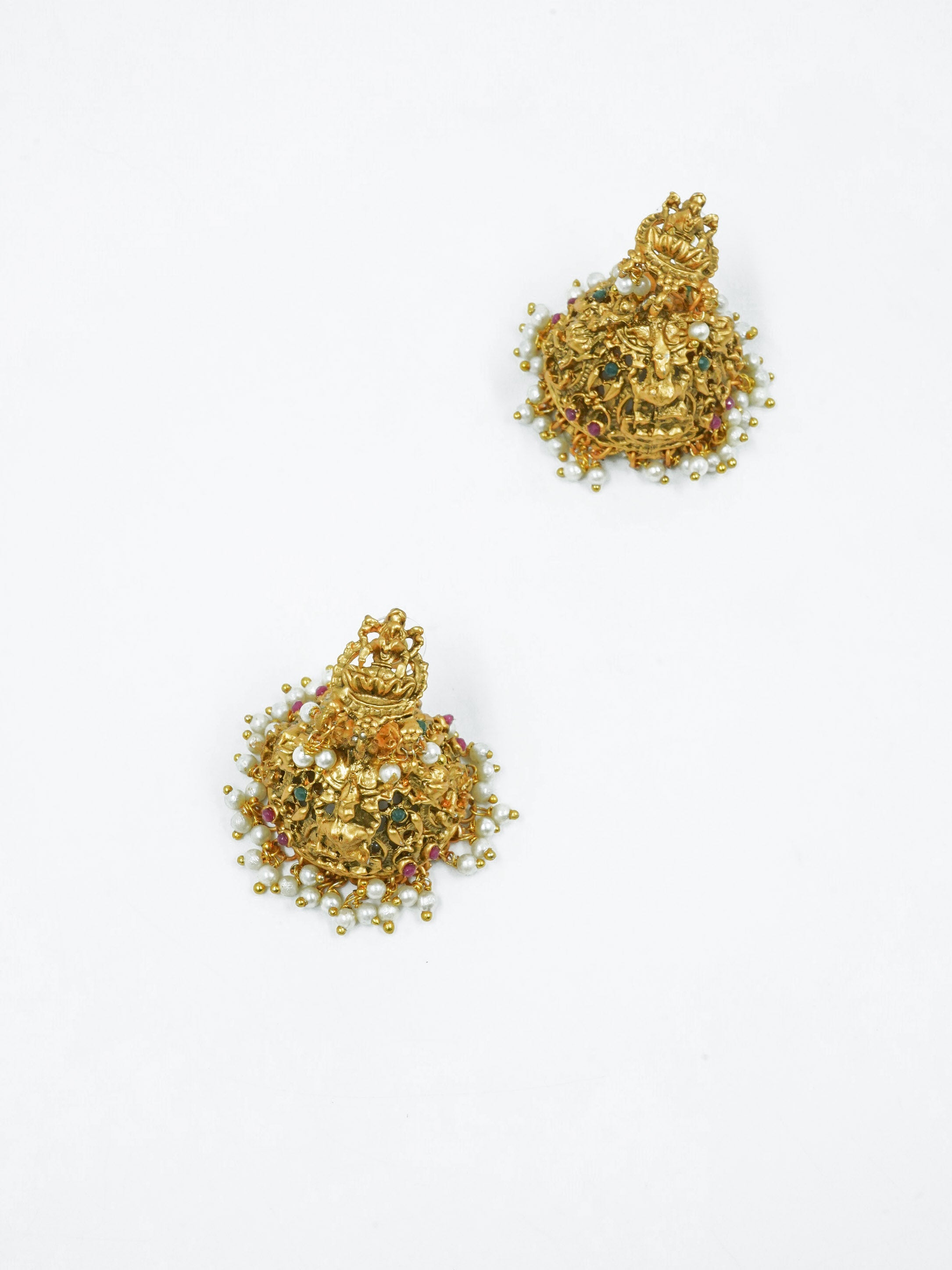 Premium Gold Plated Real kempu Laxmi Jhumka / stud/ earrings 12795N