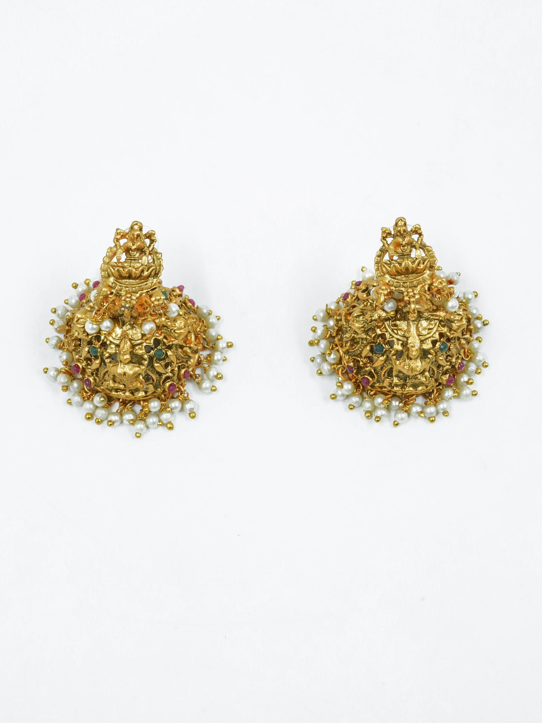 Premium Gold Plated Real kempu Laxmi Jhumka / stud/ earrings 12795N