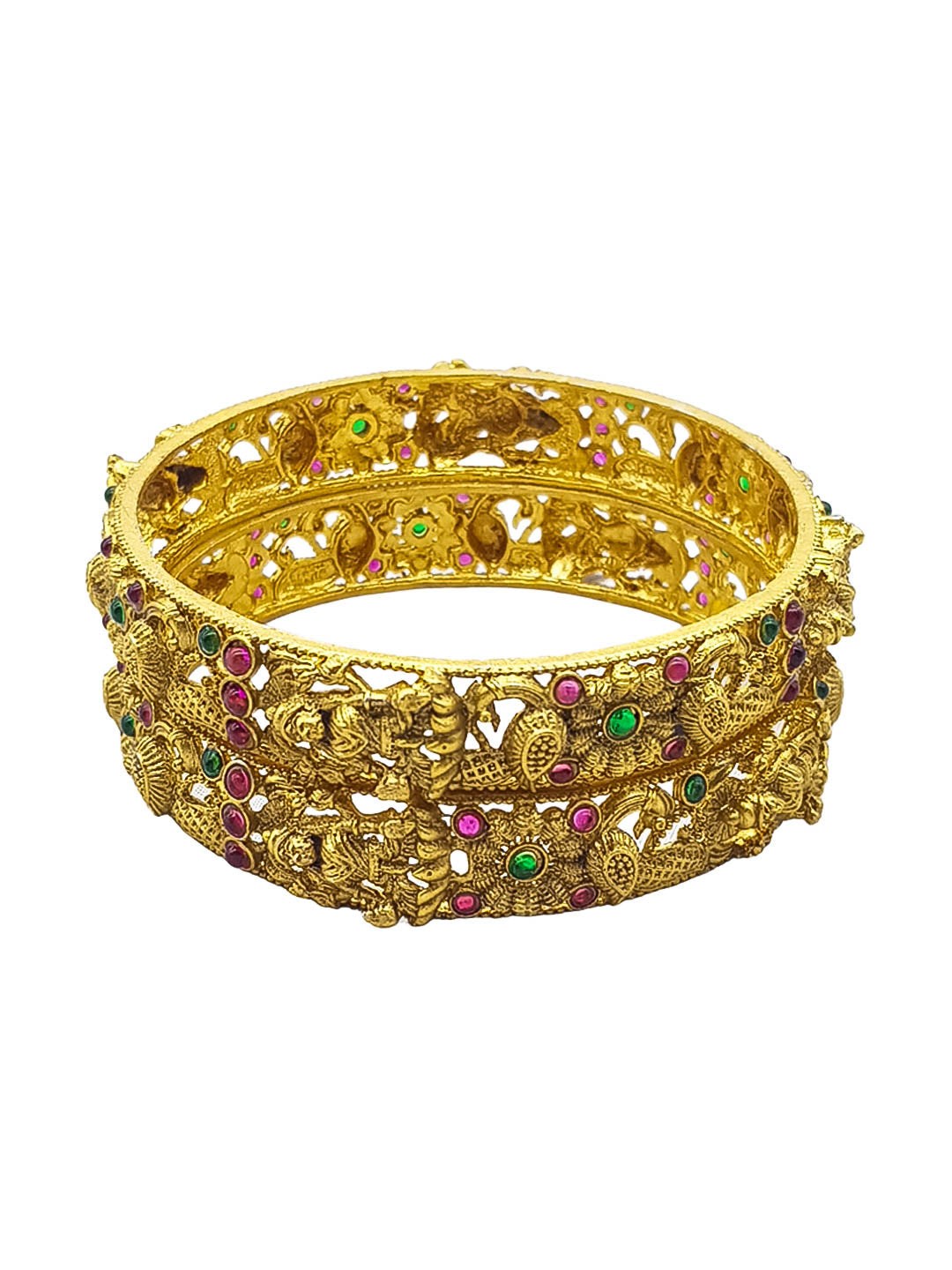 Premium Gold Plated Set of 2 Bangles with AD Stones 22243A