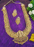 Premium Gold Plated Temple Design Long Hara Bridal Necklace Set 17503N