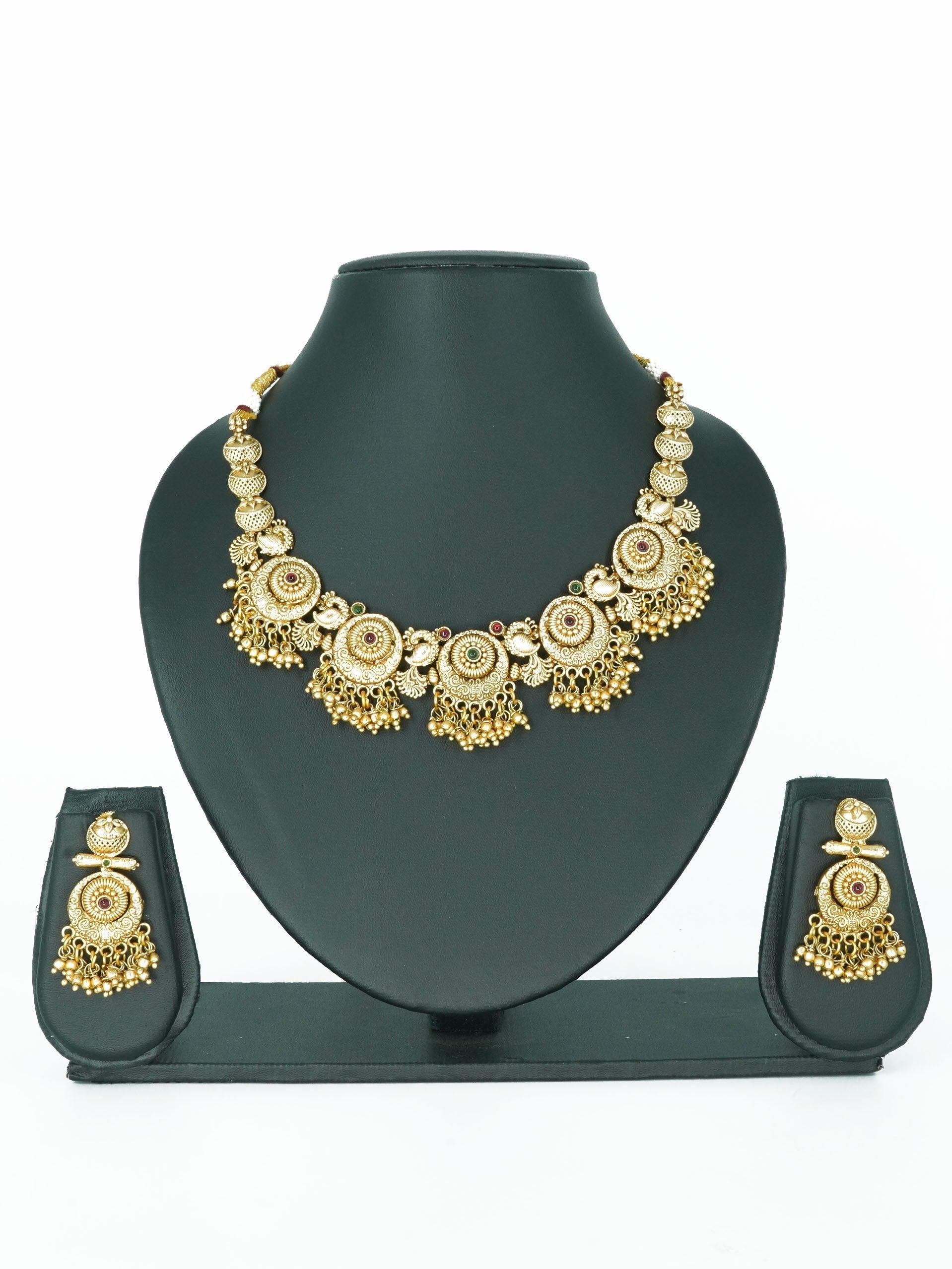 Premium Gold Plated designer Peacock Necklace Set 13291N - Griiham