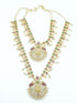 Premium Gold Polish CZ Kemp Studded Lakshmi Necklace Combo (Long+short) Bridal Wear 7063N - Griiham