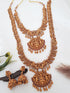 Premium Gold Polish Classic Laxmi design Stone studded Necklace Set combo (Long+short) 4848N
