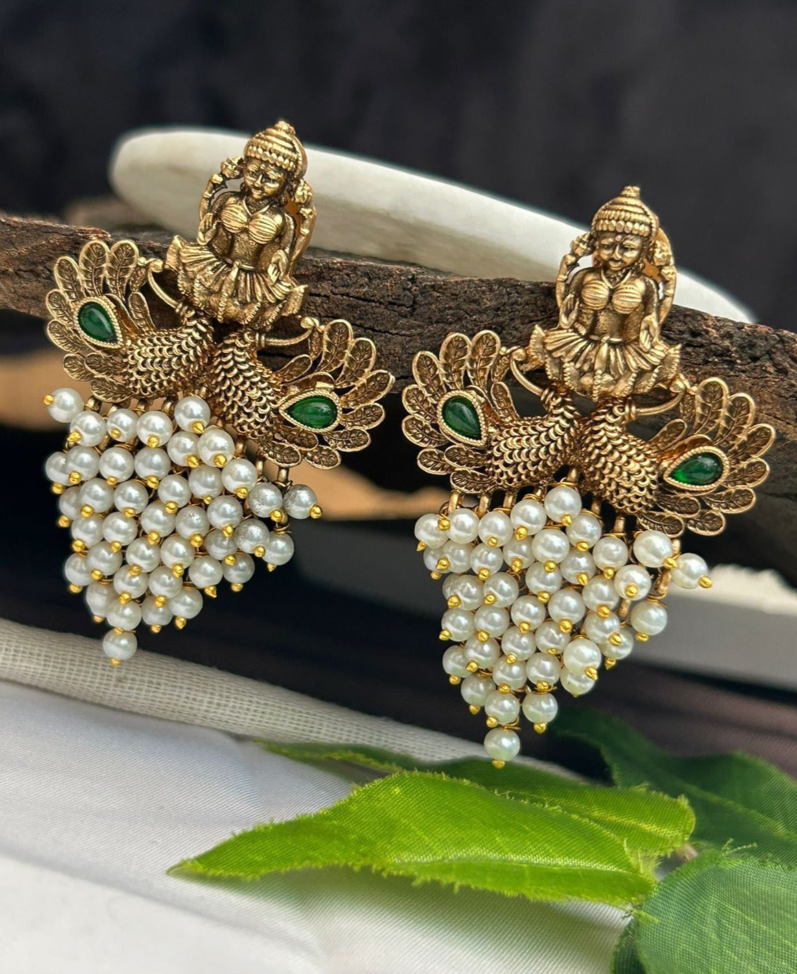 Premium Gold Polish with peacock designer Jhumki / Earrings 23409N