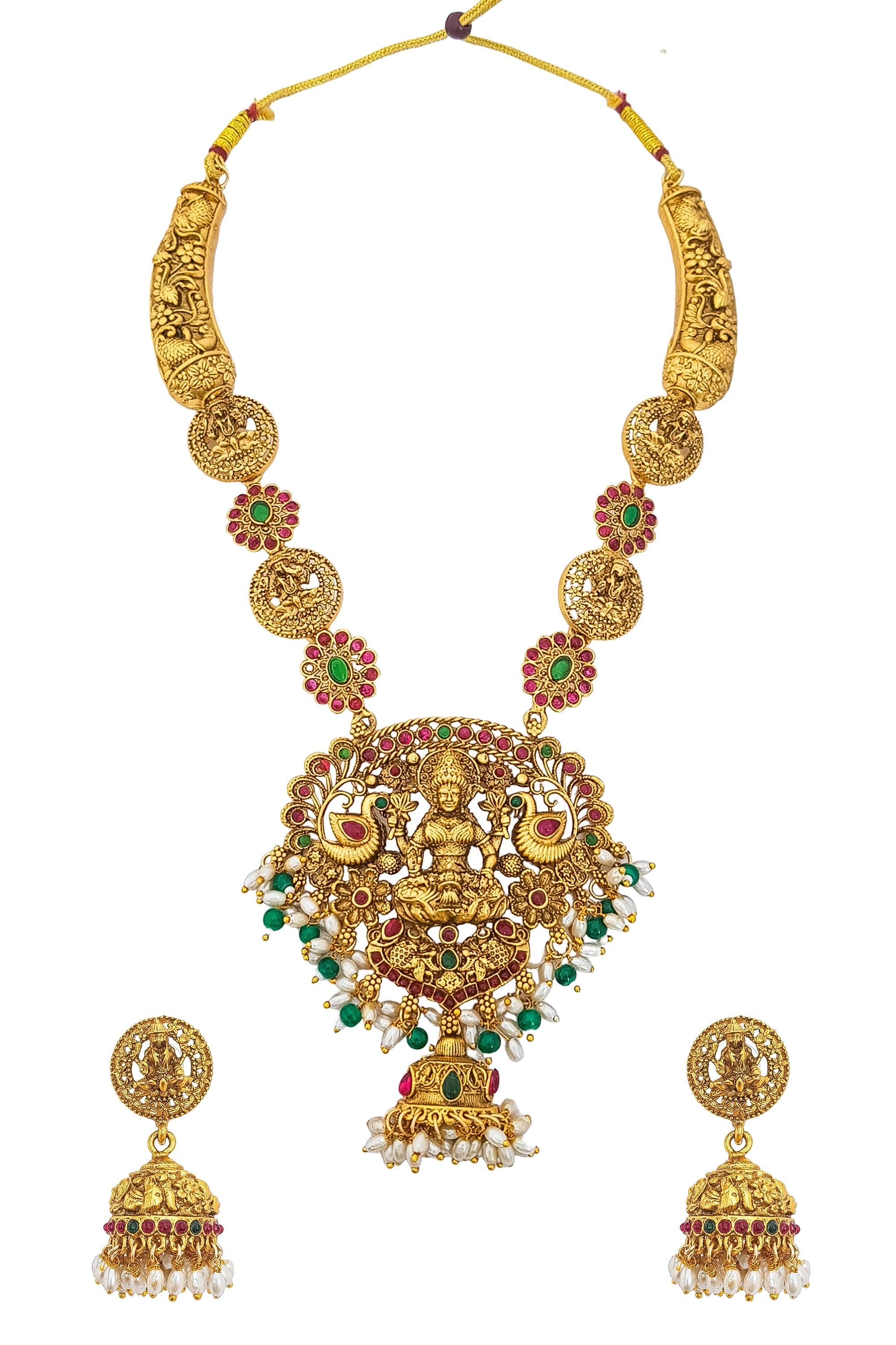 Premium Gold finish Beautiful Laxmi Medium Necklace 17054N