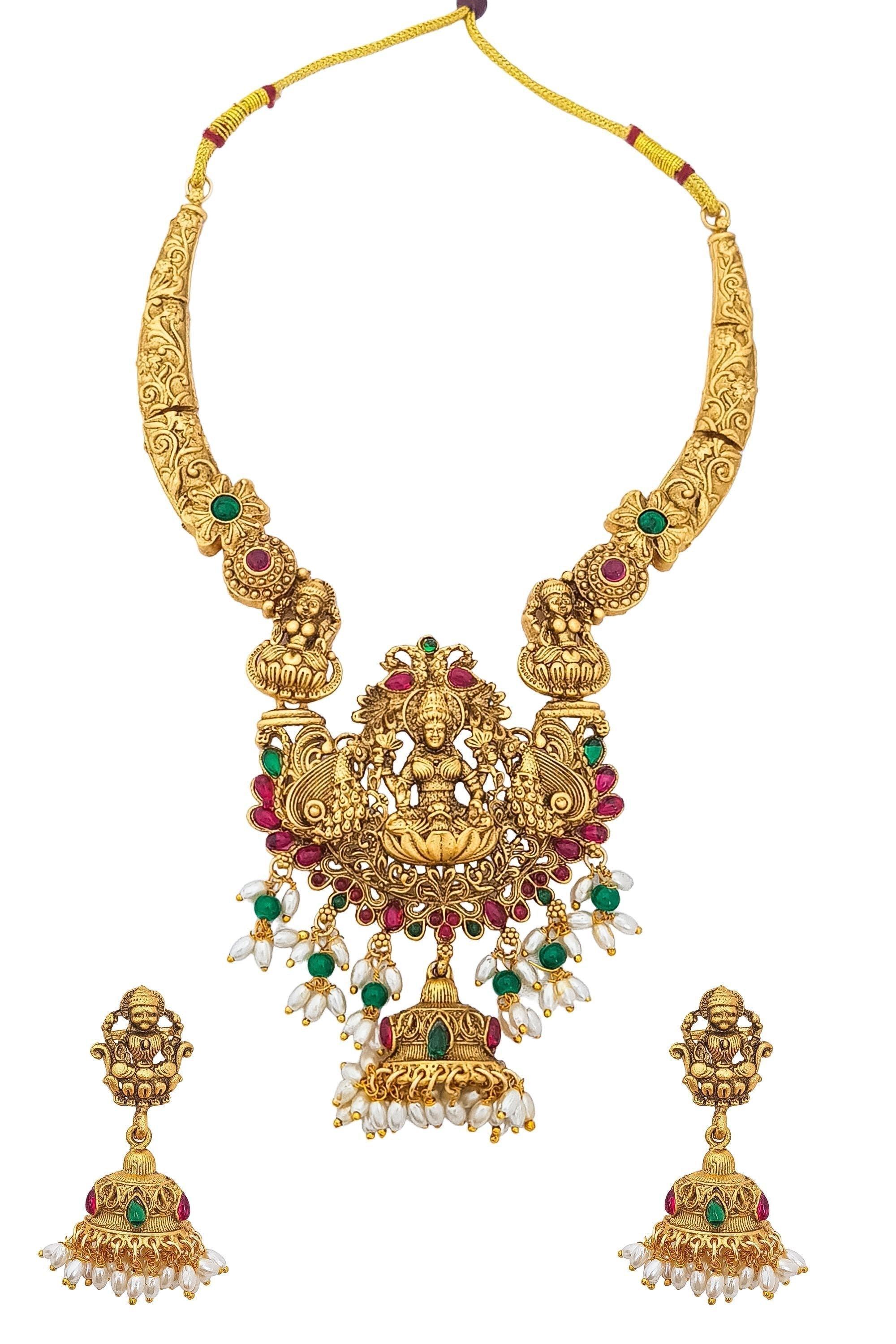Premium Gold finish Beautiful Laxmi Medium Necklace - Griiham