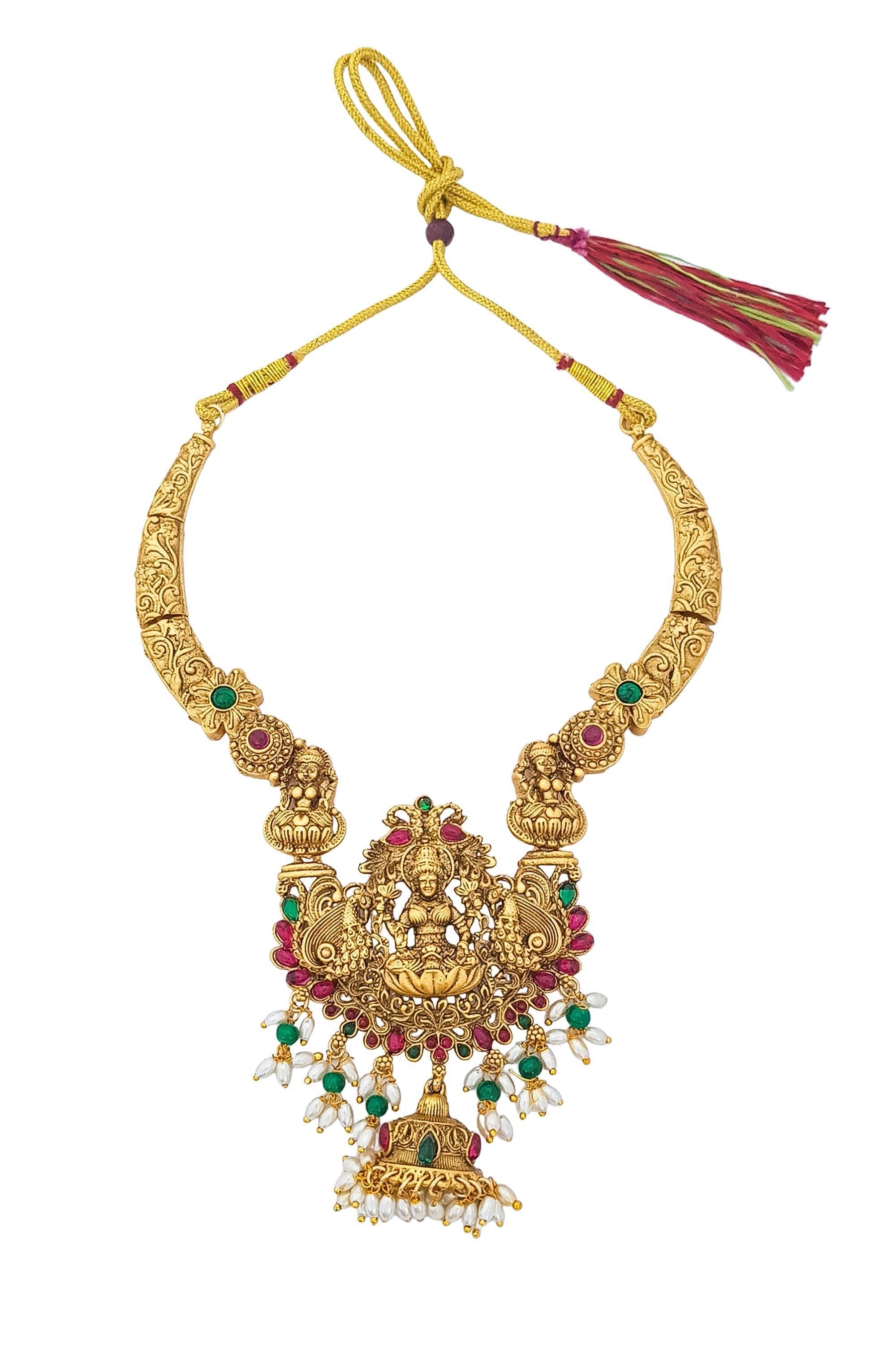 Premium Gold finish Beautiful Laxmi Medium Necklace - Griiham