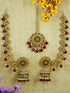 Premium Gold finish Earring with Matil and Mang Tikka studded with Mirror Stones 11798N - Griiham