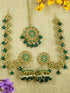 Premium Gold finish Earring with Matil and Mang Tikka studded with Mirror Stones 11798N