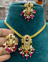 Premium Gold finish Navaratna short necklace set /pendant set 22077n - Griiham