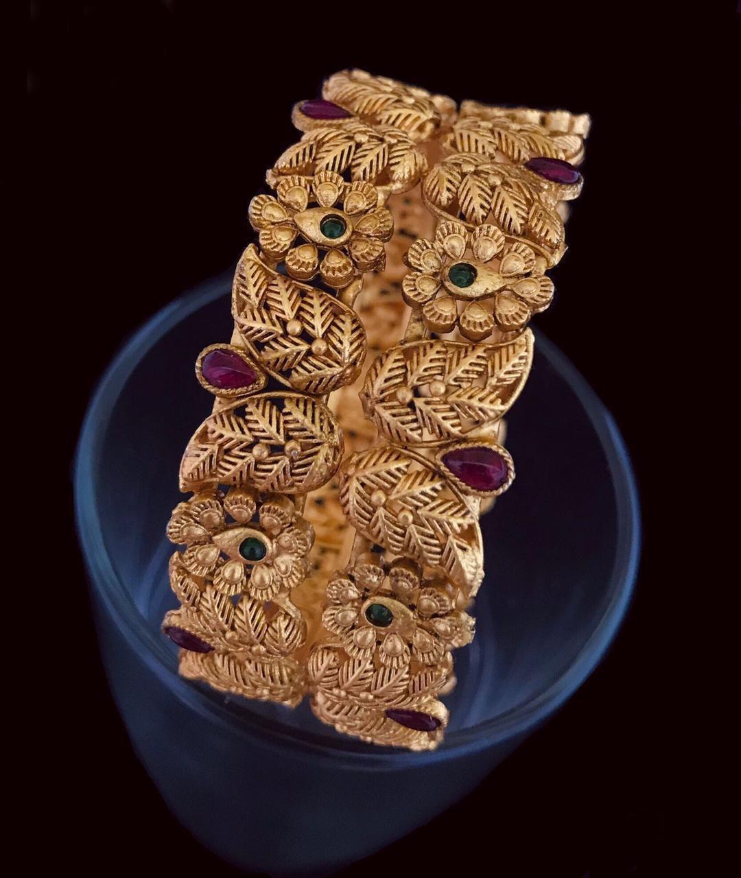 Premium Gold plating Laxmi mutlicolor set of 2 bangles 7856N-Designer Bangles-Griiham-2.4-Griiham