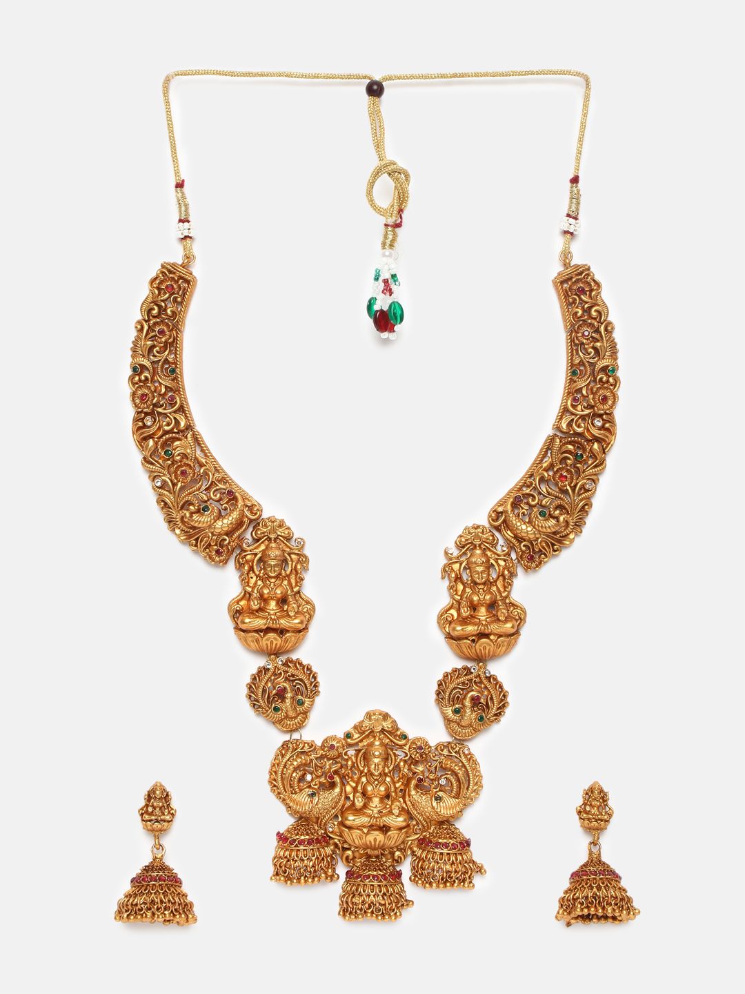 Premium Gold polish stones studded Exclusive Nagas bestseller design Long Laxmi Haram/Hara Necklace set 4905N
