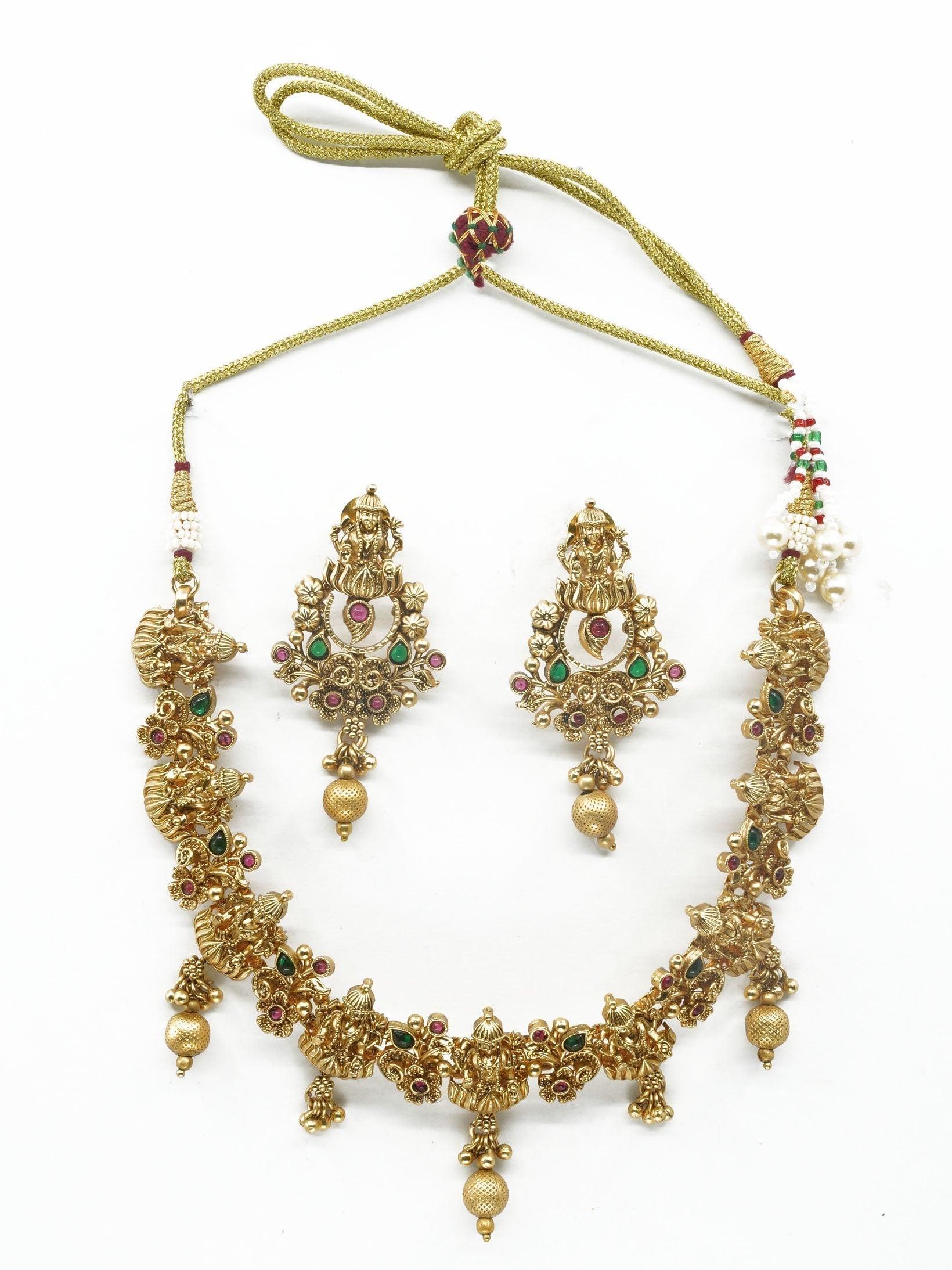 Premium Light weight Laxmi Motif Necklace set - Griiham