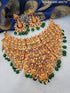 Premium Multicolor Laxmi mix choker set with green drops 6607N - Griiham